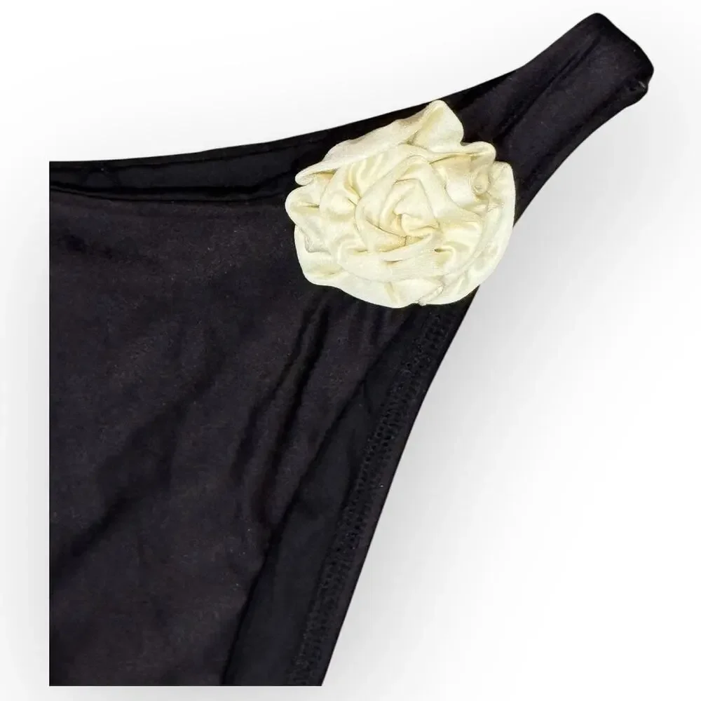 NEW L*space Leilani Rose Appliqué High Cut Bikini Bottoms Size XS